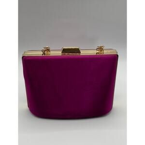 UNBRANDED Women's Purple Satin Boxy Snap Button Removable Strap Clutch Bag